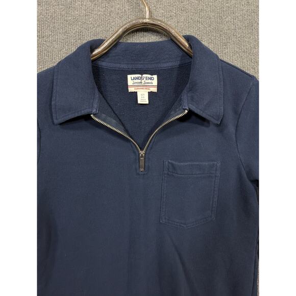 Lands End Womens Serious Sweats Womens Small Tall Quarter Zip Sweatshirt Navy - Picture 2 of 10